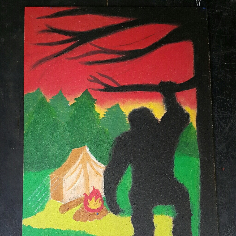 Hand Painted Big Foot Painting on Upcycled Wood